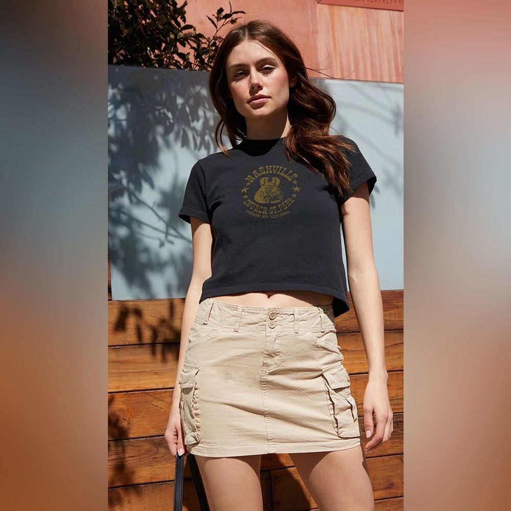John Galt Beige Beverly Cargo Mini Skirt NWT